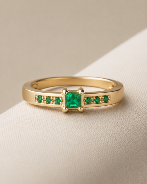 Anillo Esmeralda Celeste